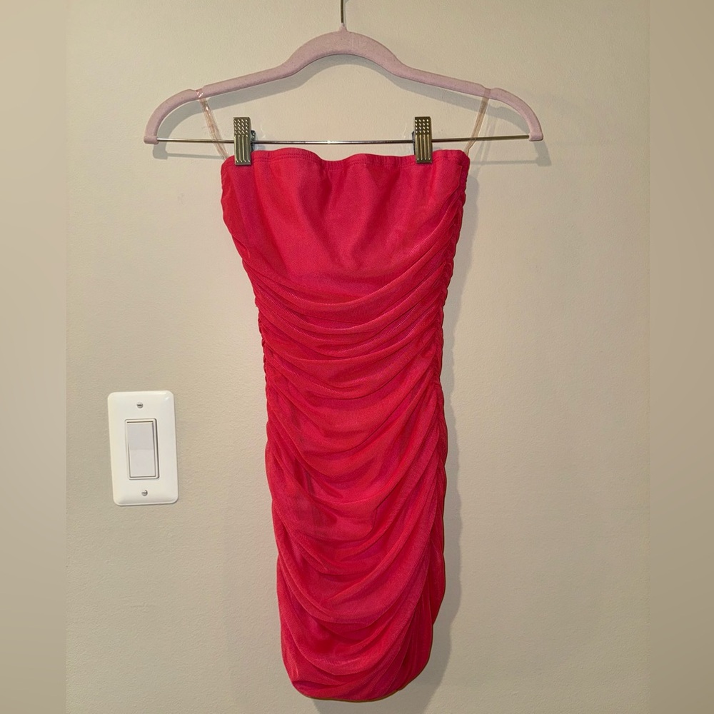 NWT Small fashion nova pink mesh mini dress